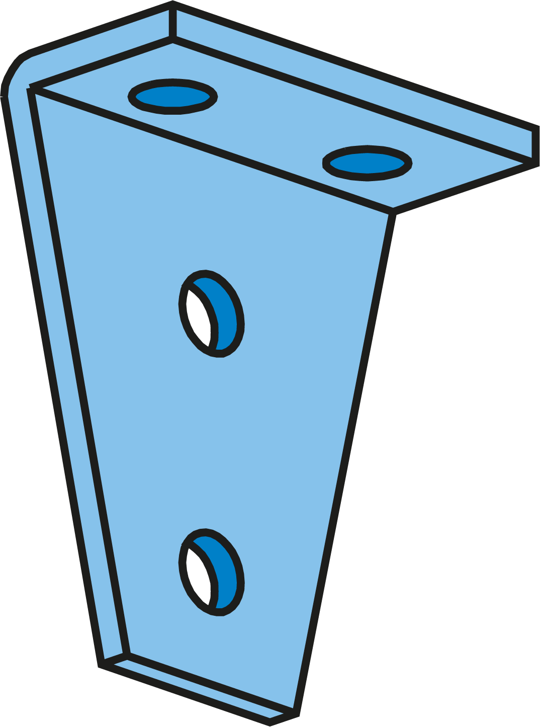 90° Wide T Angle Strut Bracket 90° 4 Holes HDG