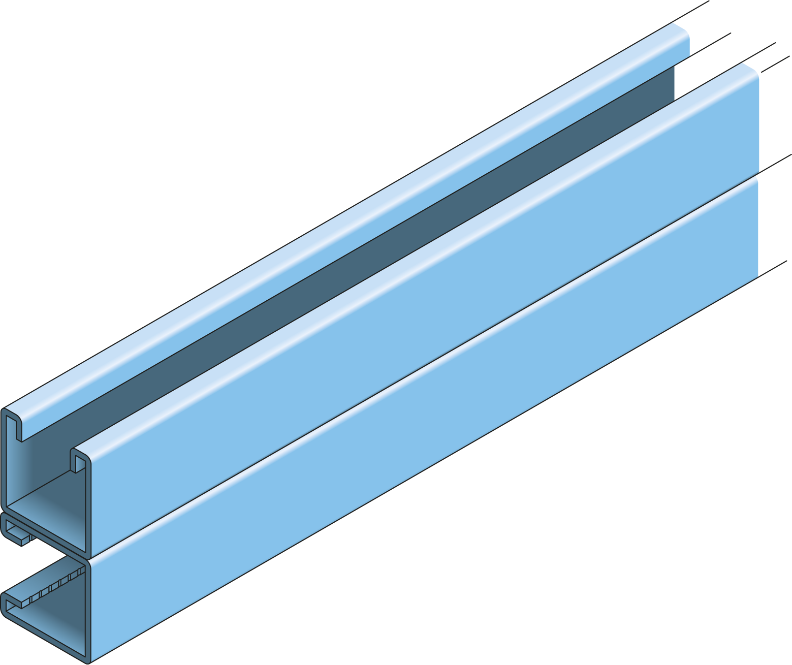 Montageprofiel 2x41x41mm zonder gaten 6m TV