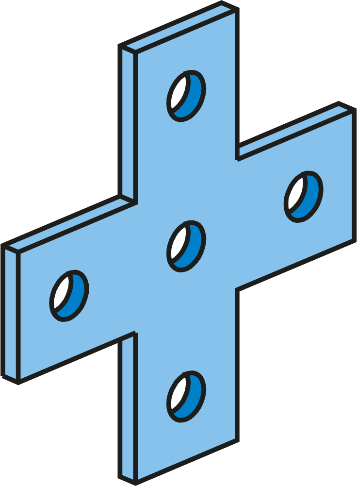 Flat Cross strut Bracket 5 Holes HDG
