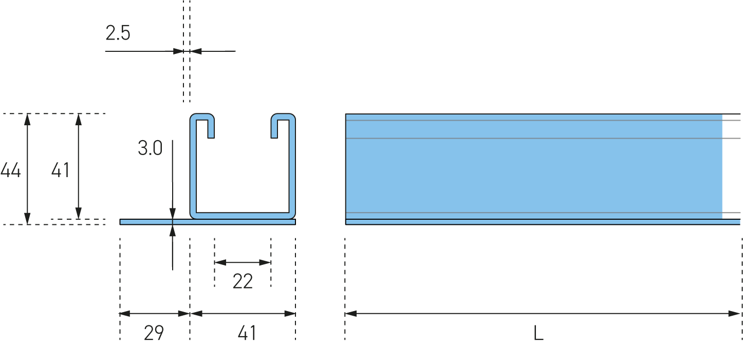 ES1003-1_Eurostrut_Strut Channel with Flat Plate_AFMETINGEN_2