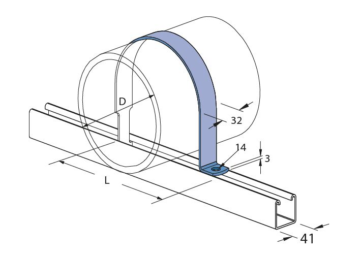 Strut Pipe Clamp 140MM - 5" HDG