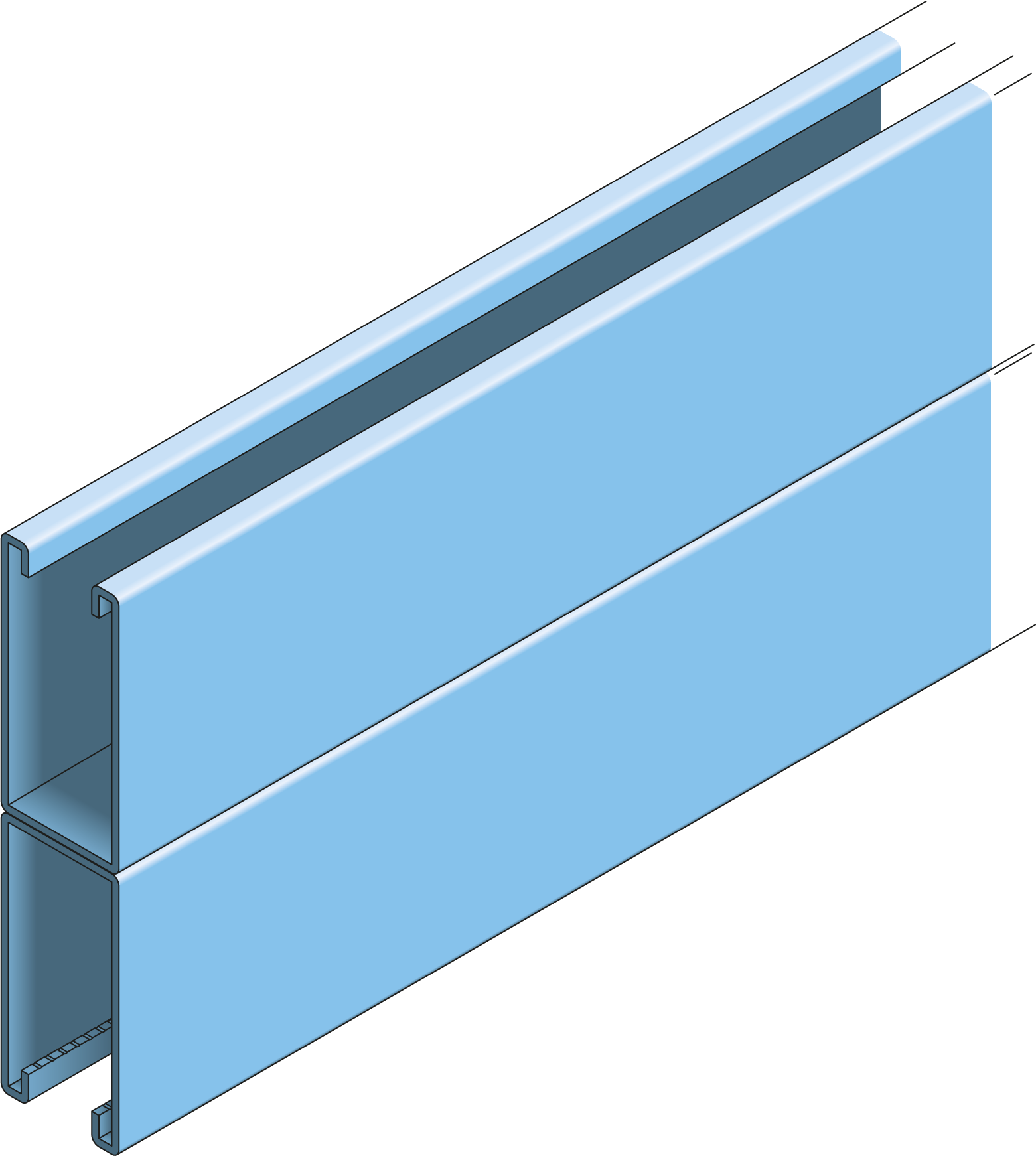 Montageprofiel 2x82x41mm zonder gaten 6m TV