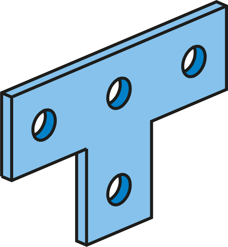 Flat T Strut Bracket 4 Holes HDG