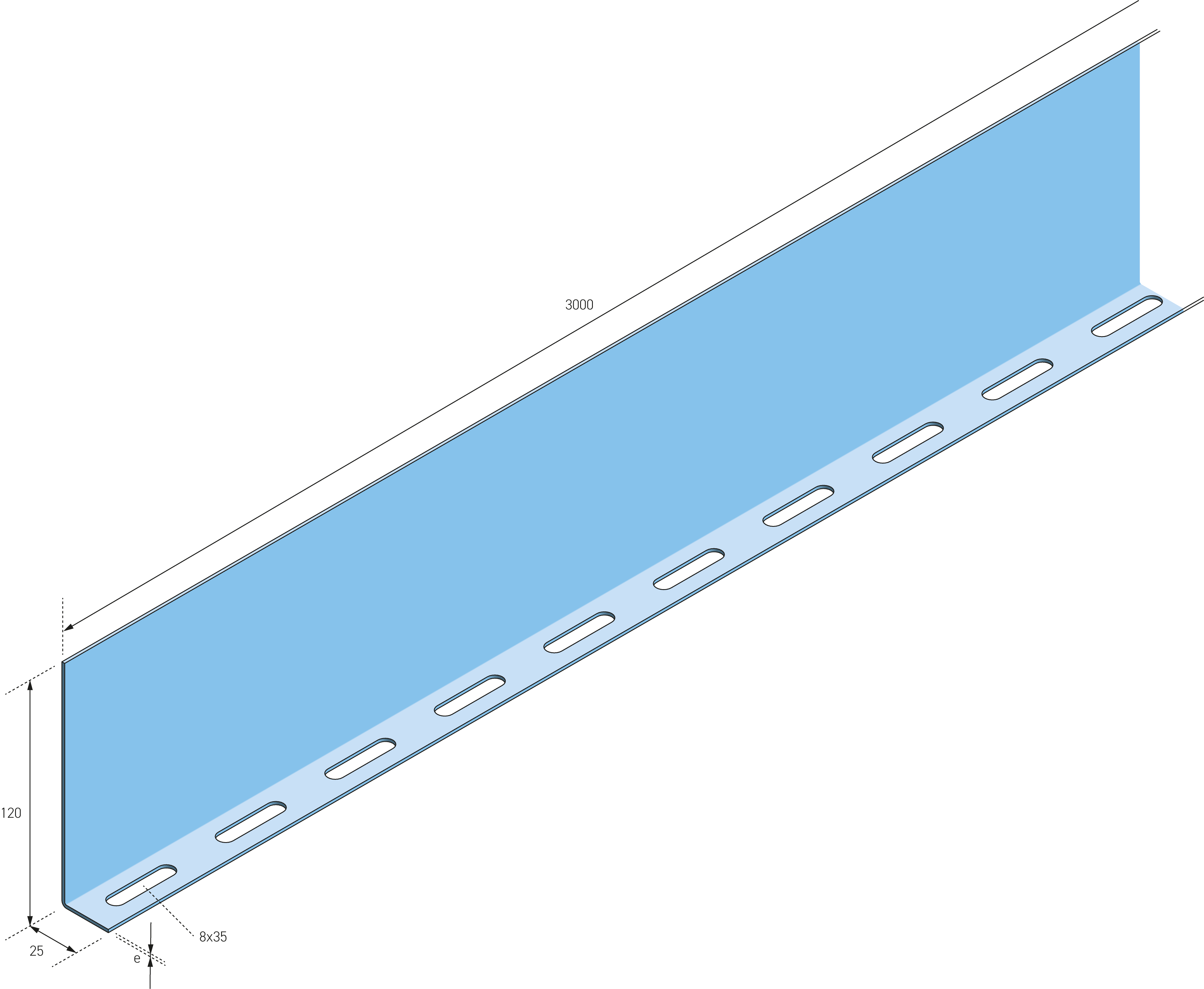 Eurostrut_ESD150_Divider Straight for Cable Ladder ECL_AFMETINGEN