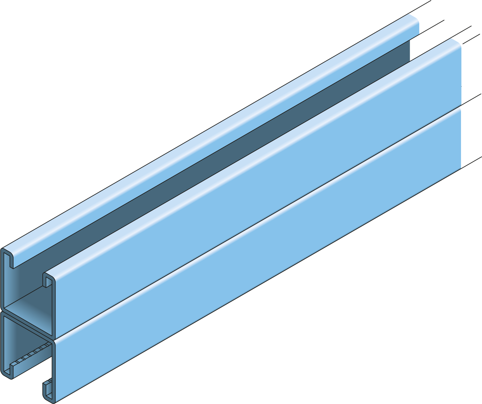 Montageprofiel 2x41x41mm zonder gaten 6m TV