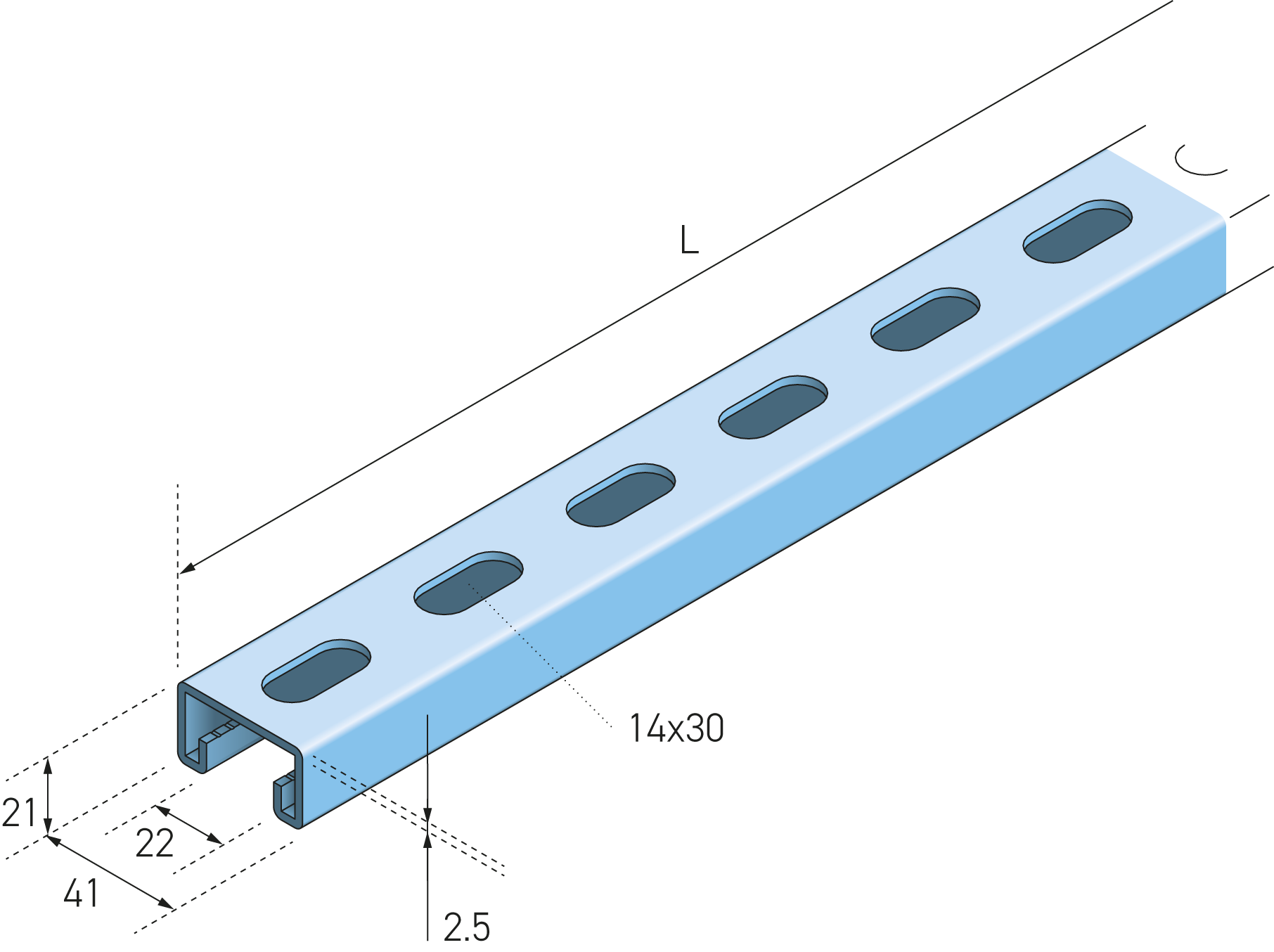 ES3300T_Eurostrut_Slotted Strut Channel 21x41_AFMETINGEN_1