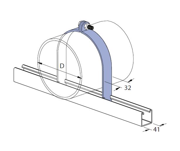 Strut Pipe Clamp 3143-3270mm-12" HDG