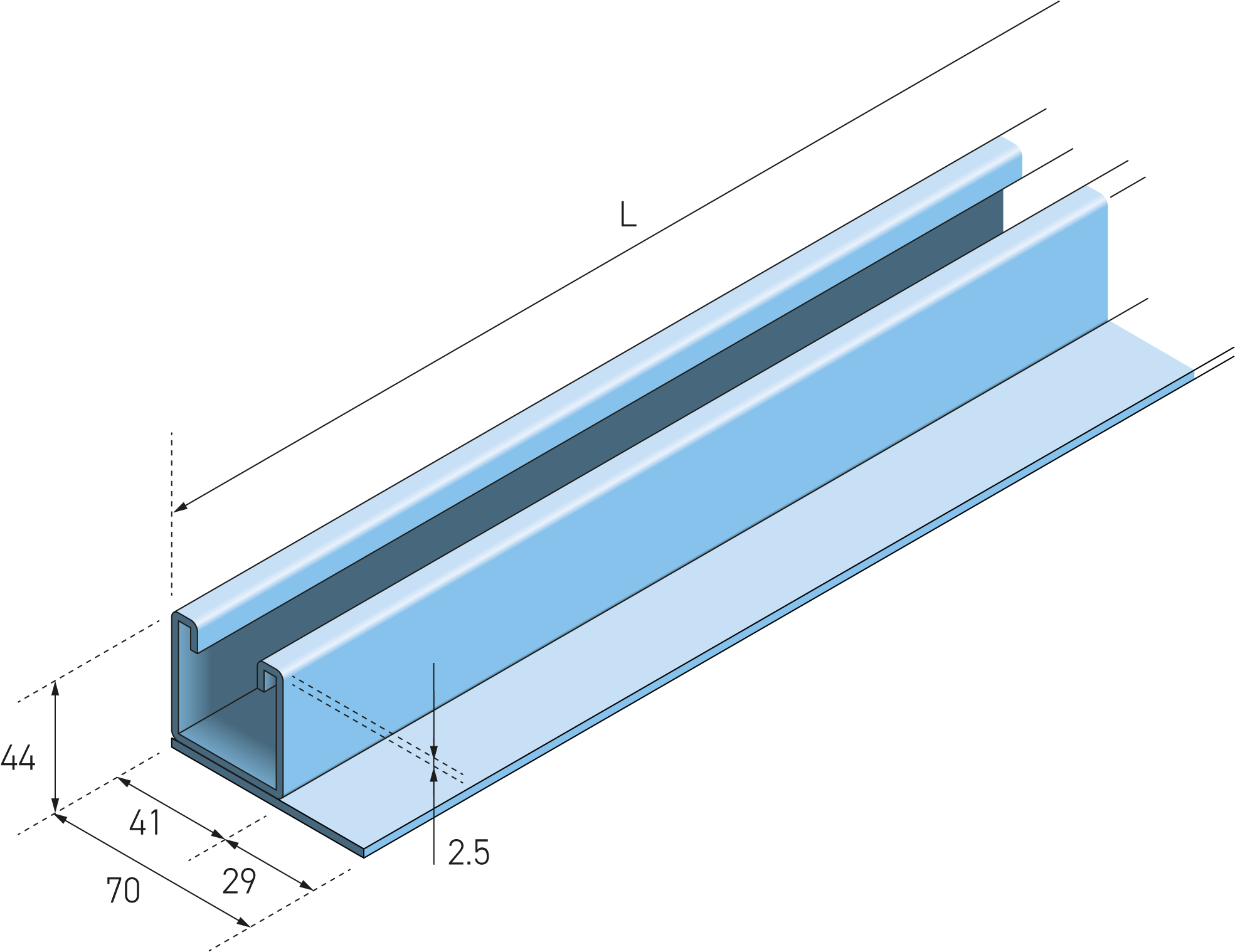 ES1003-1_Eurostrut_Strut Channel with Flat Plate_AFMETINGEN_1