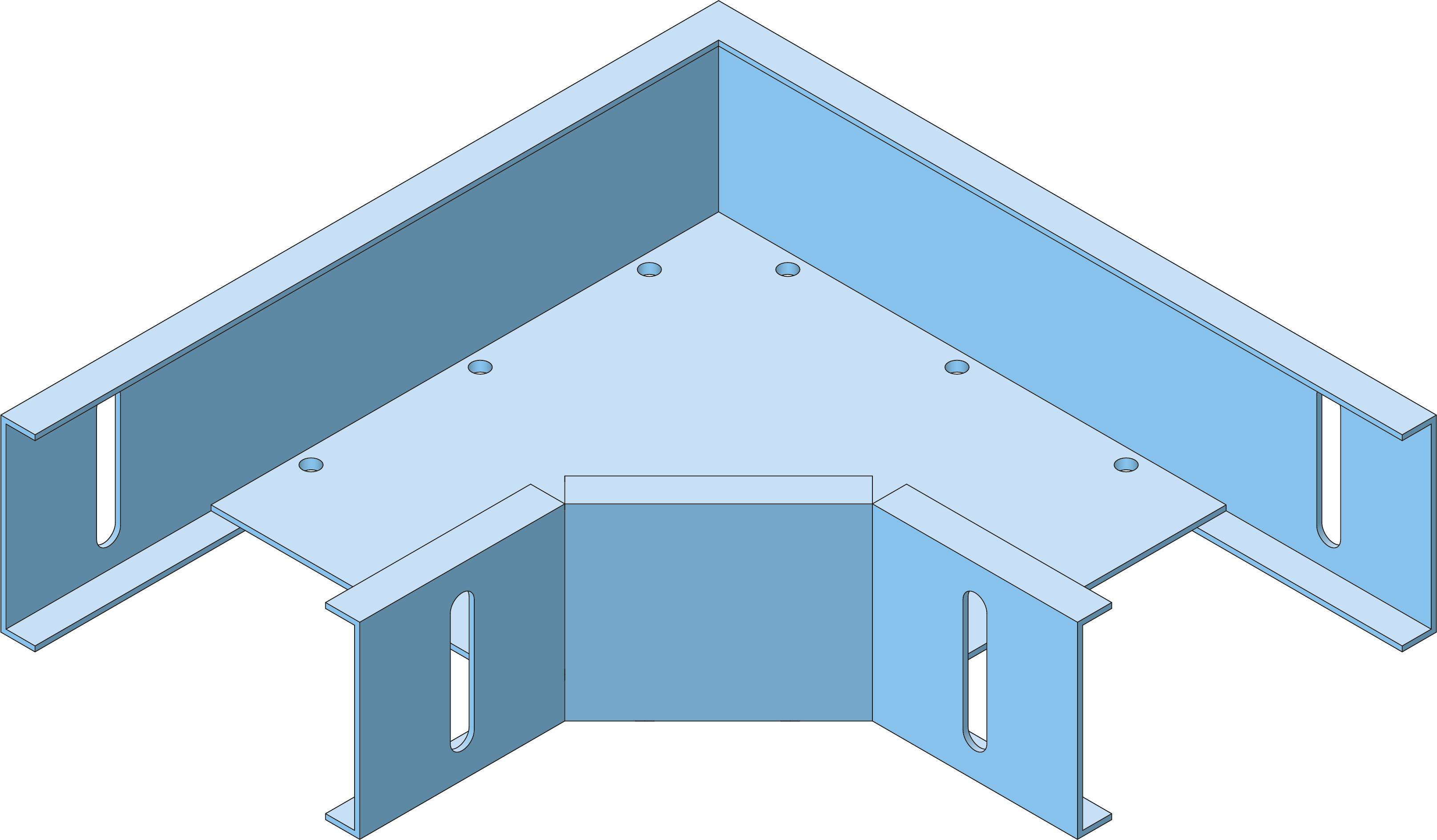 Eurostrut_EDCTB50_Horizontal Flat Bend_HOOFDBEELD Bocht 90˚ Verdeel Kabelgoot 150mm TV