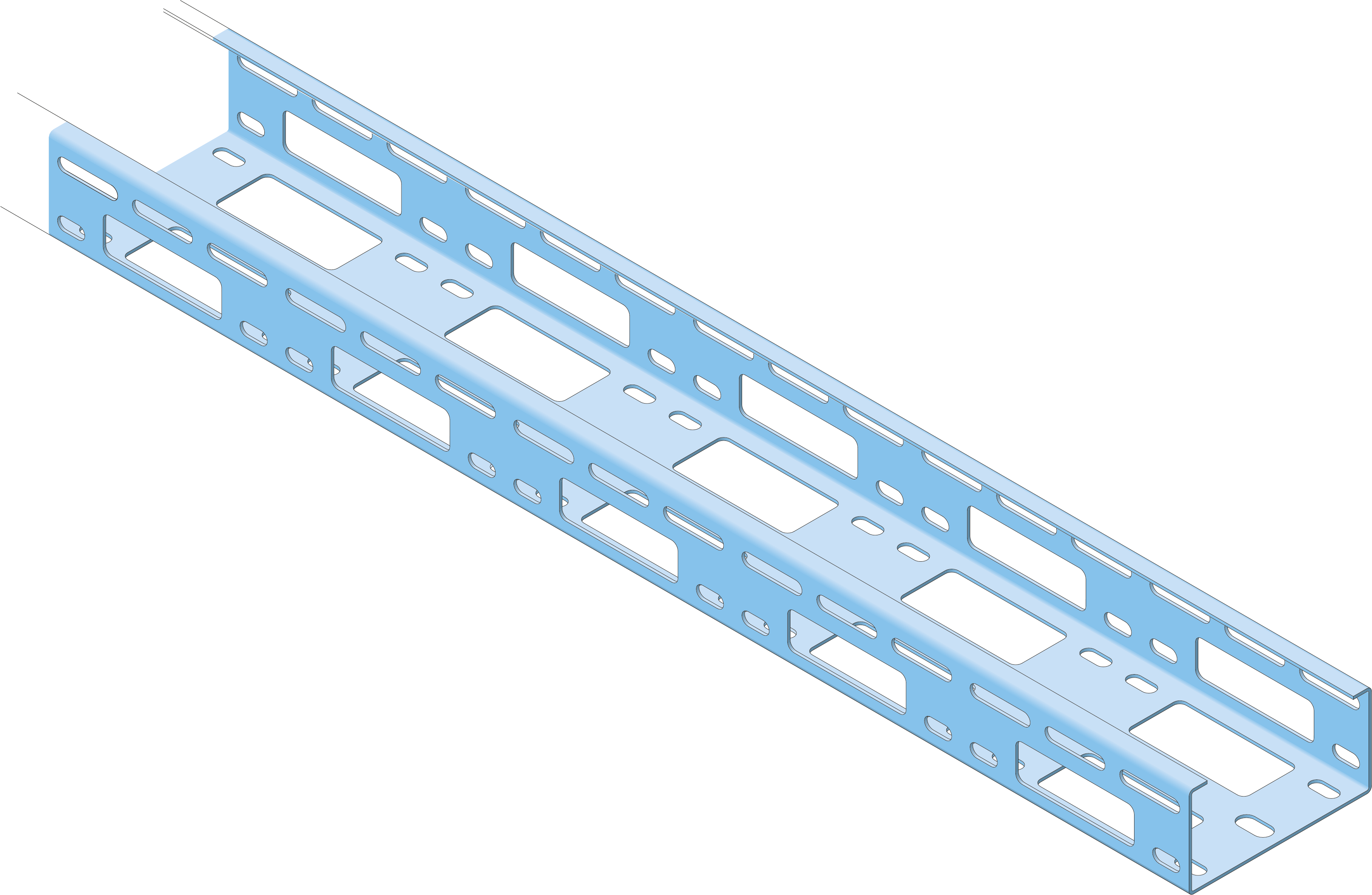 Eurostrut_EDCT50_Distribution Cable Tray_HOOFDBEELD Verdeel Kabelgoot EDCT50 100mm SV