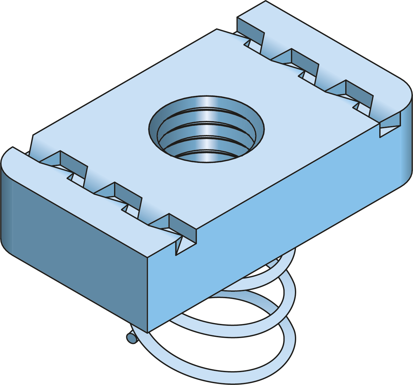Strut Channel Nut M12 with Short Spring HDG ISO