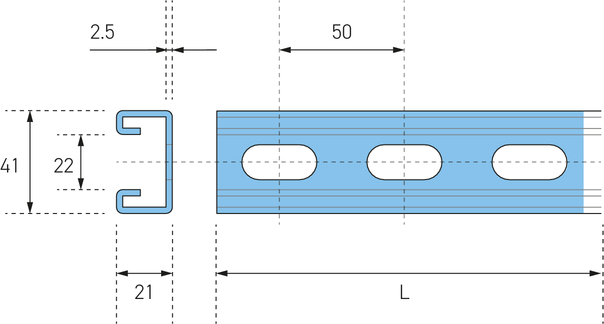 ES3300T_Eurostrut_Slotted Strut Channel 21x41_AFMETINGEN_2