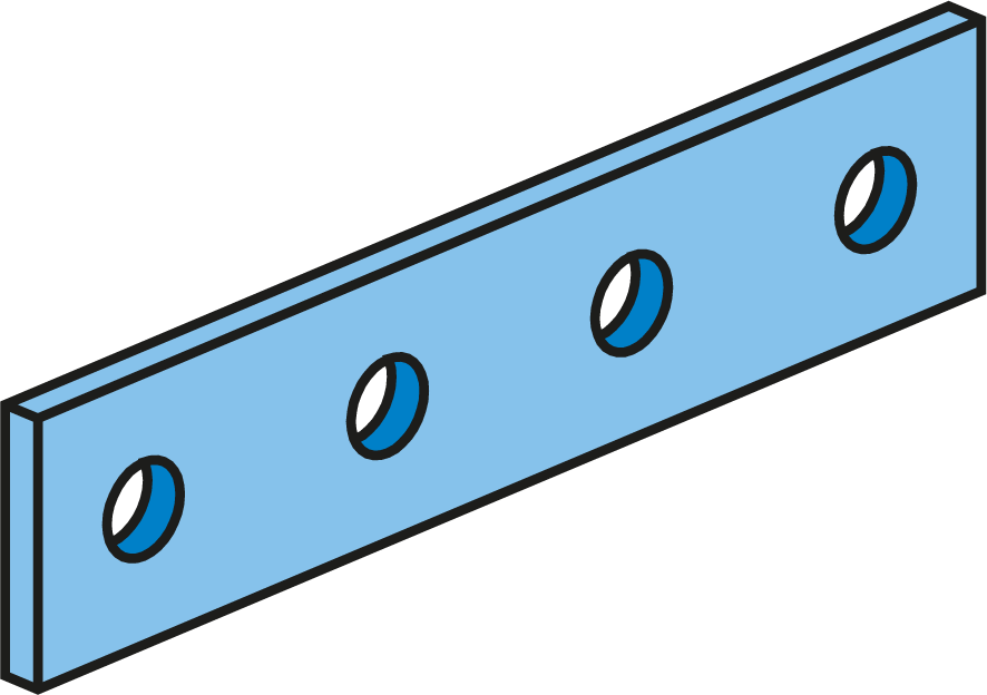 Flat Strut Bracket Straight 4 Holes HDG
