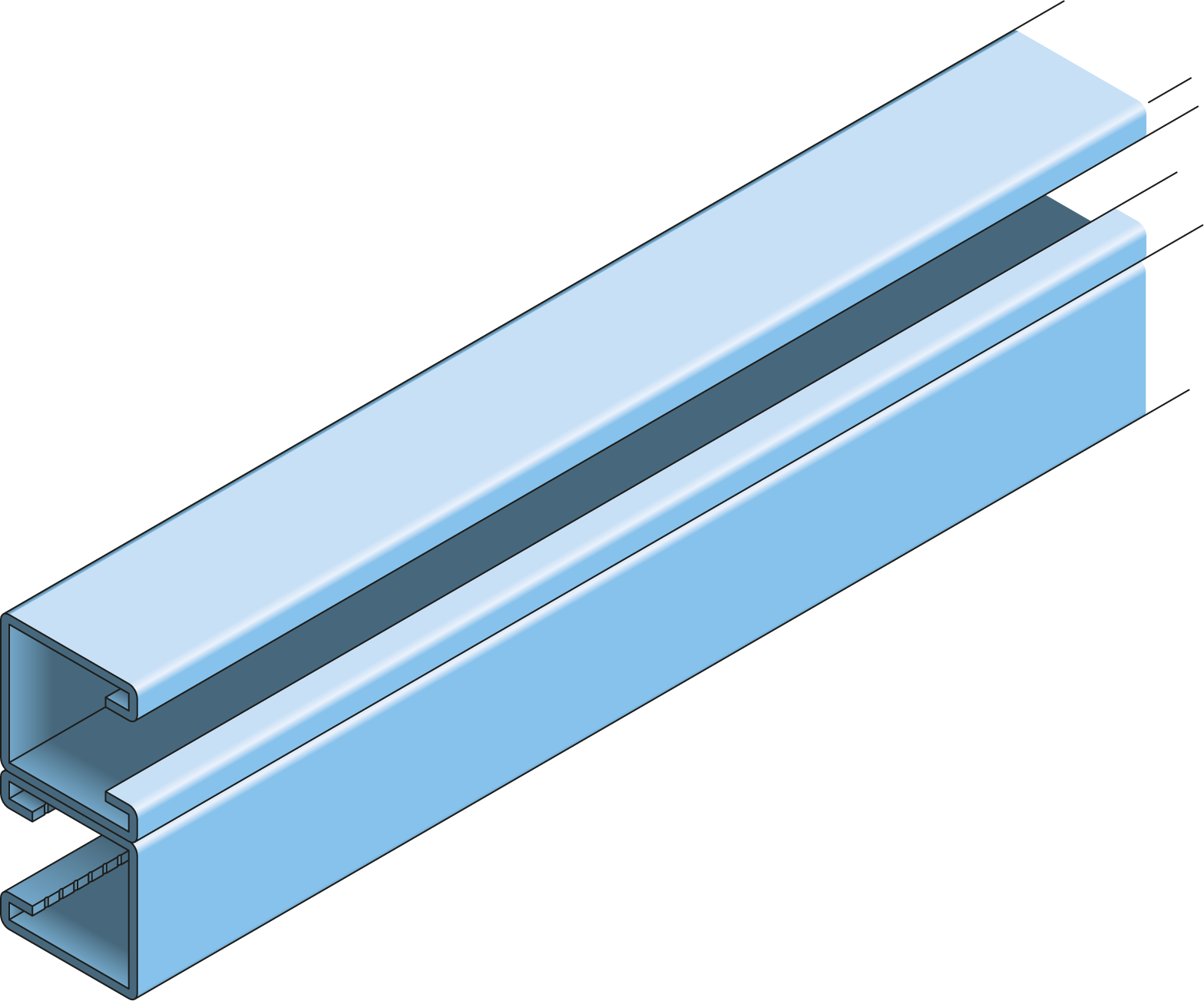 2x(41x41mm) Ongeperforeerd Strut Montageprofiel TV