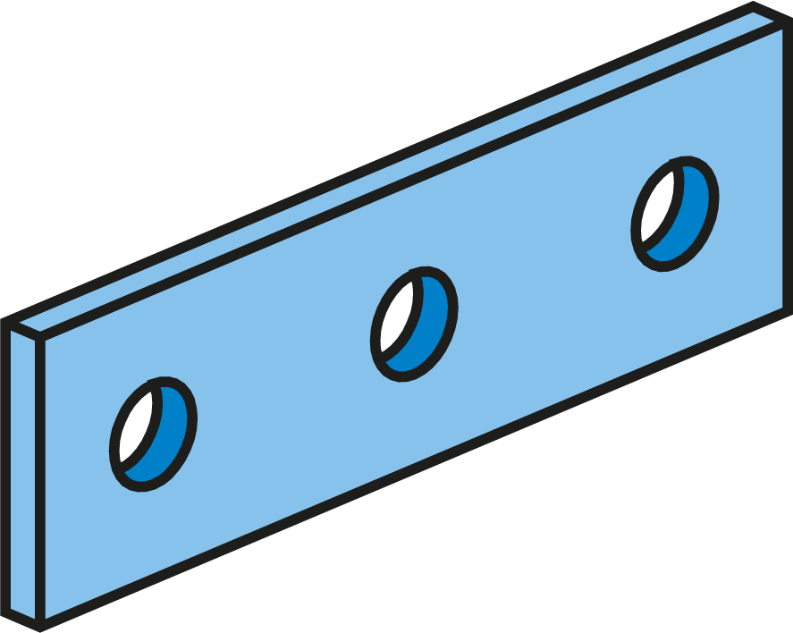 Flat Strut Bracket Straight 3 Holes HDG
