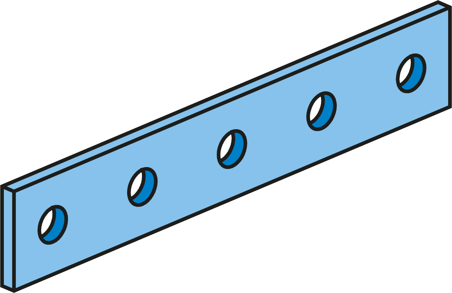 Flat Strut Bracket Straight 5 Holes HDG