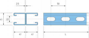 ES1001T_Eurostrut_Slotted Strut Channel 2x-41x41_AFMETINGEN_2