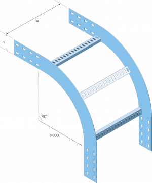 Eurostrut_EOR100_Outisde Riser 90 for Cable Ladder ECL_AFMETINGEN_01